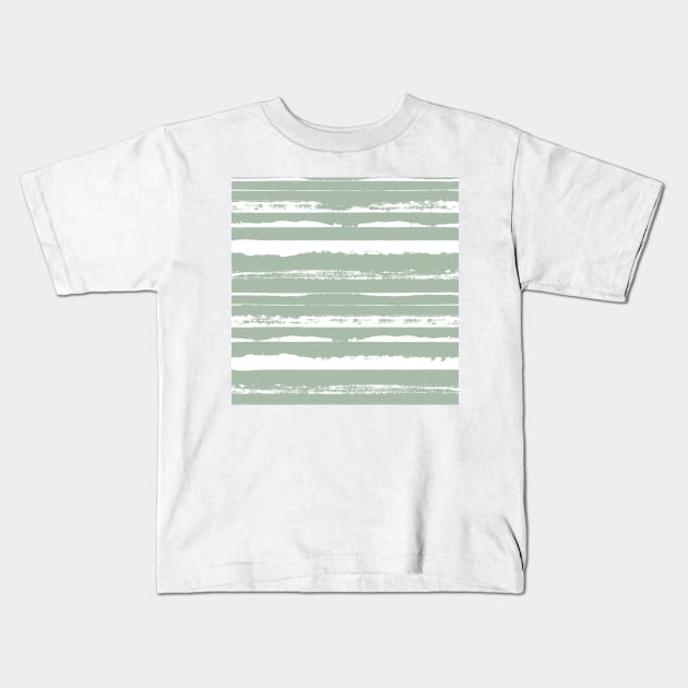 Sage Summer Stripes Kids T-Shirt by Carolina Díaz